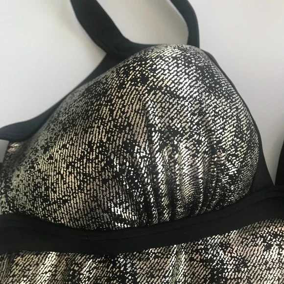 Hula Honey push up apron back foil tankini top - Picture 6 of 12